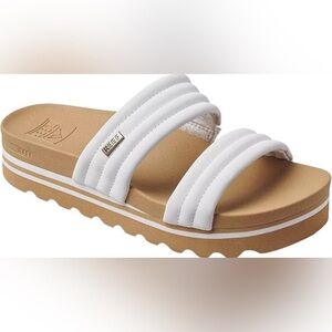 Reef Kaia 2 Bar Sandals Women’s Size 7 White Slide Comfort Beach Casual